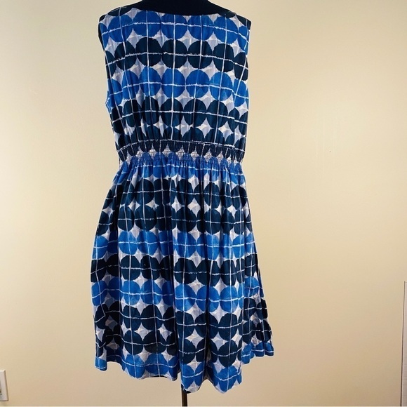 TOMMY Hilfiger dress sleeveless polka dot blue faux wrap V neck elastic waist - Picture 5 of 16